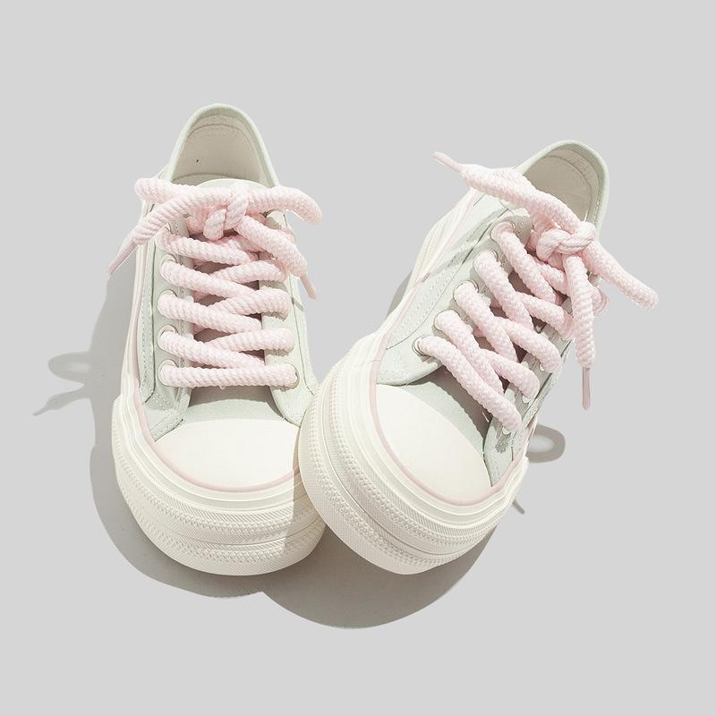 Belle Summer Platform Canvas Shoes Thick Shoelaces Big Head Shoes Thin Casual Shoes