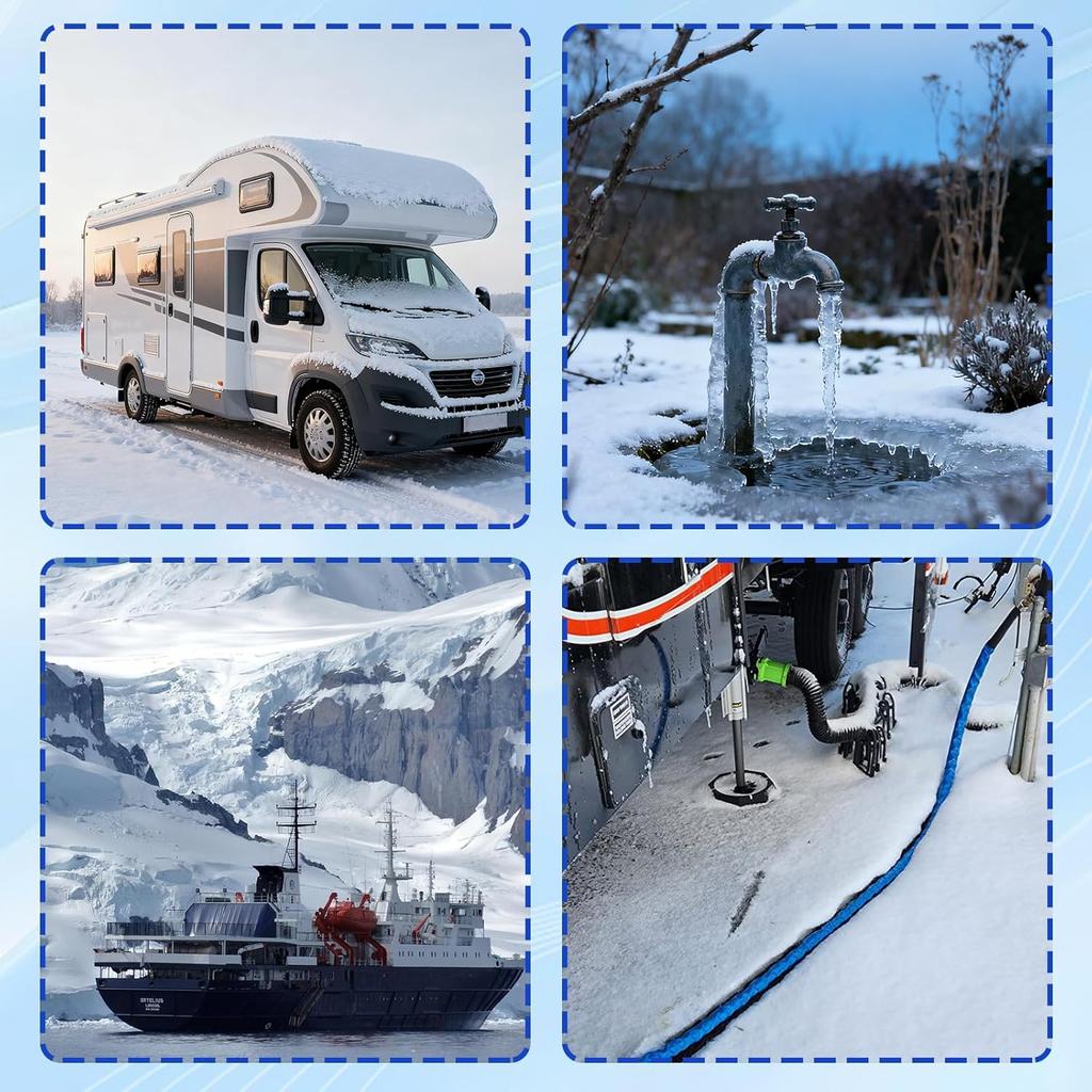 Upgraded RV Water Blow Out Winterizing Kit Sprinkler Winterization Hose With Oil Filled Pressure Gauge Compressor Winterize Adapter Plug, For Camper,
