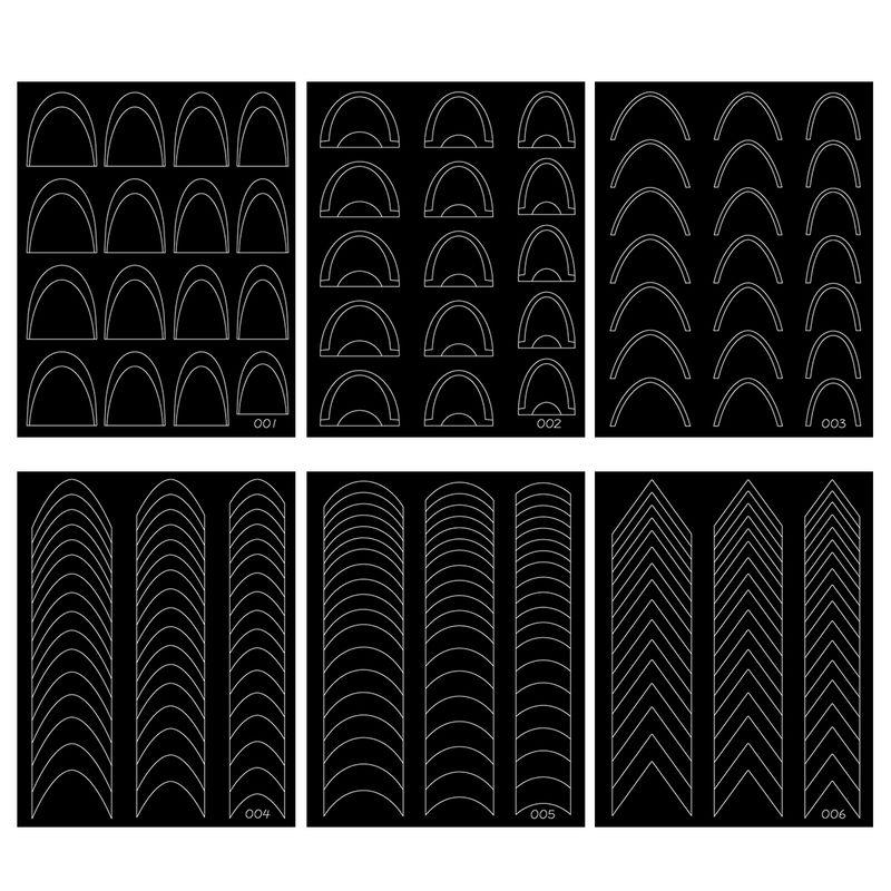 

New Cut Out French Nail Stickers Dual-Use Light round Deep V French Edge Auxiliary Sticker Smile Stripes Wear Nail Sticker One for each of the 6 sections