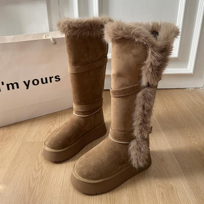 

Жіночі м які еластичні високі товсті підошви зимові хутряні теплі холодні стьобані снігові чоботи нековзкі зносостійкі повсякденні спортивні бавовняні чоботи 40 хакі