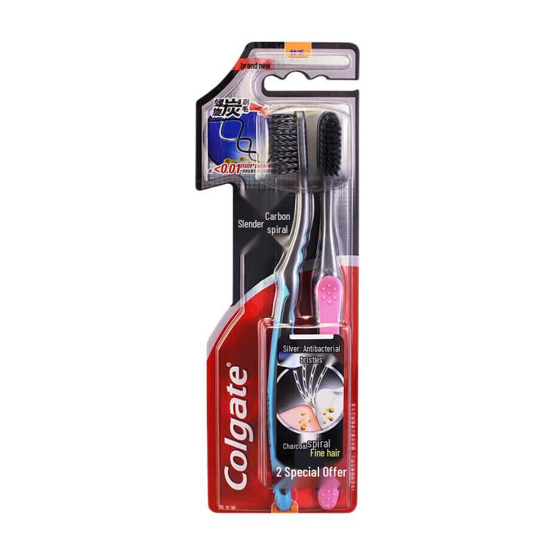 Colgate SlimSoft Charcoal Spiral Toothbrush - 2 Pack