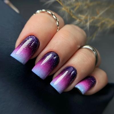 Dream Flash Three-color Gradient Press On Nails European Square Fake Nails