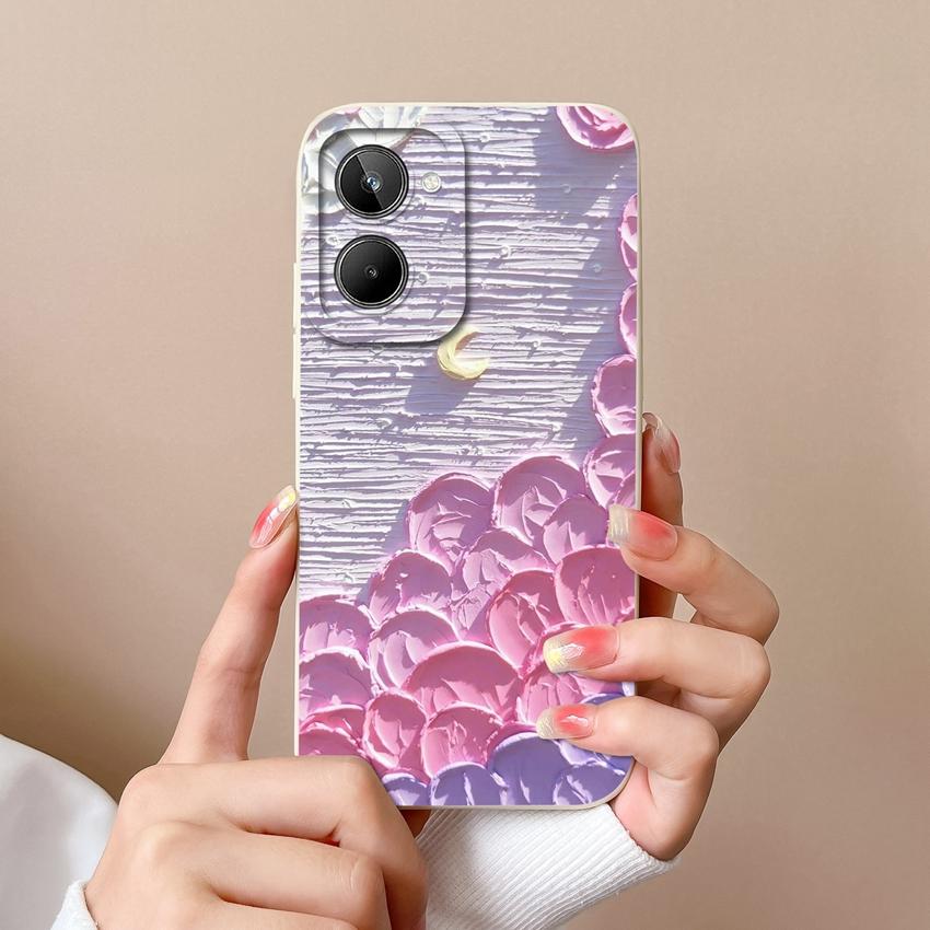 

Для Oppo Realme 10 12 12X 11 11X C12 C15 C21 C21Y C31 Чехол для телефона Модный изящный узор с цветами Высококачественный противоскользящий чехол Для Oppo Силиконовый чехол Realme 10