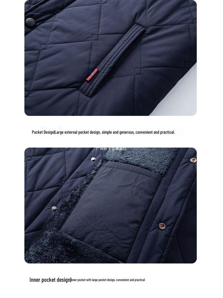 Men's Thickened Velvet Cotton-Padded Winter Jacket for Middle-Aged & Elderly