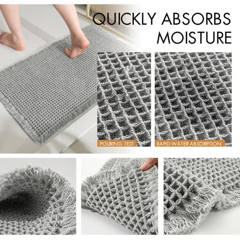 Safe Bath Mat Unique Weave Pattern Soft High Water Absorption Slip Resistant Suitable for Bathroom Mat
