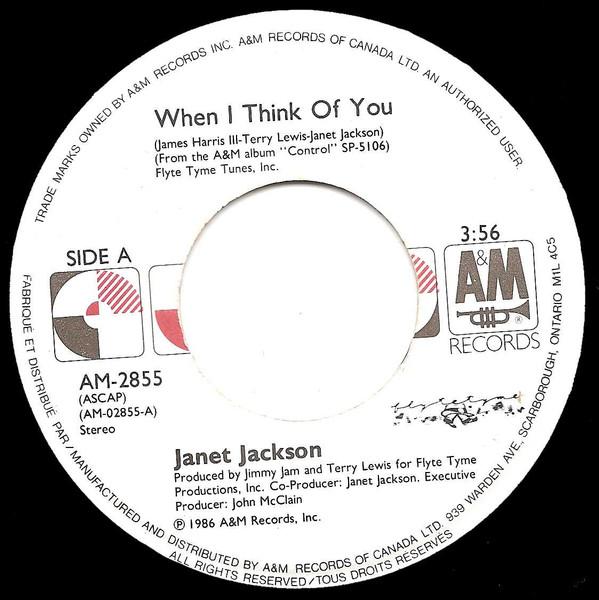 

7inch Record JANET JACKSON - When I Think Of You AM2855 A&M Records 1986 Canada Rap & Hip-Hop/R&B Used