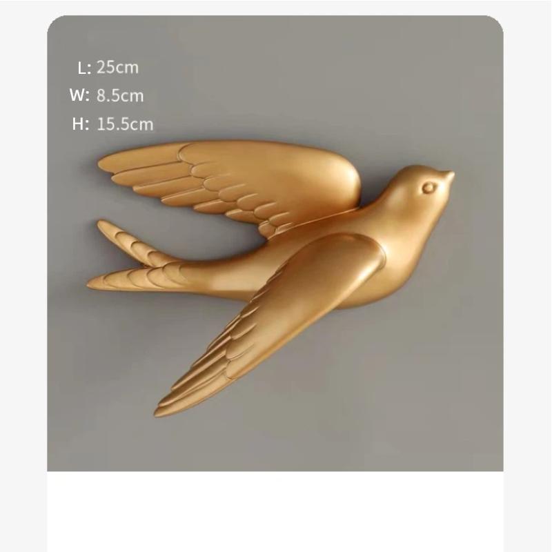 3D Resin Bird Wall Decor, No-Drill Hanging Decorative Birds for Home Wall Art
