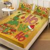 3pcs Cartoon Christmas Tree HO Print Coreless Bed Sheet Set Multi Size Soft Bed Cover Bedroom Bedding Holiday Decoration