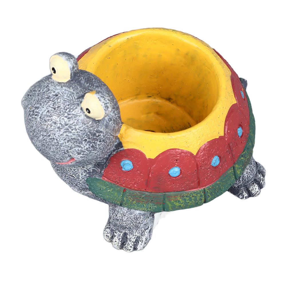 Succulent Planter Tortoise Shape Drainage Holes Stable Base Durable Resin Flower Pot for Cactus Plant Micro Landscape