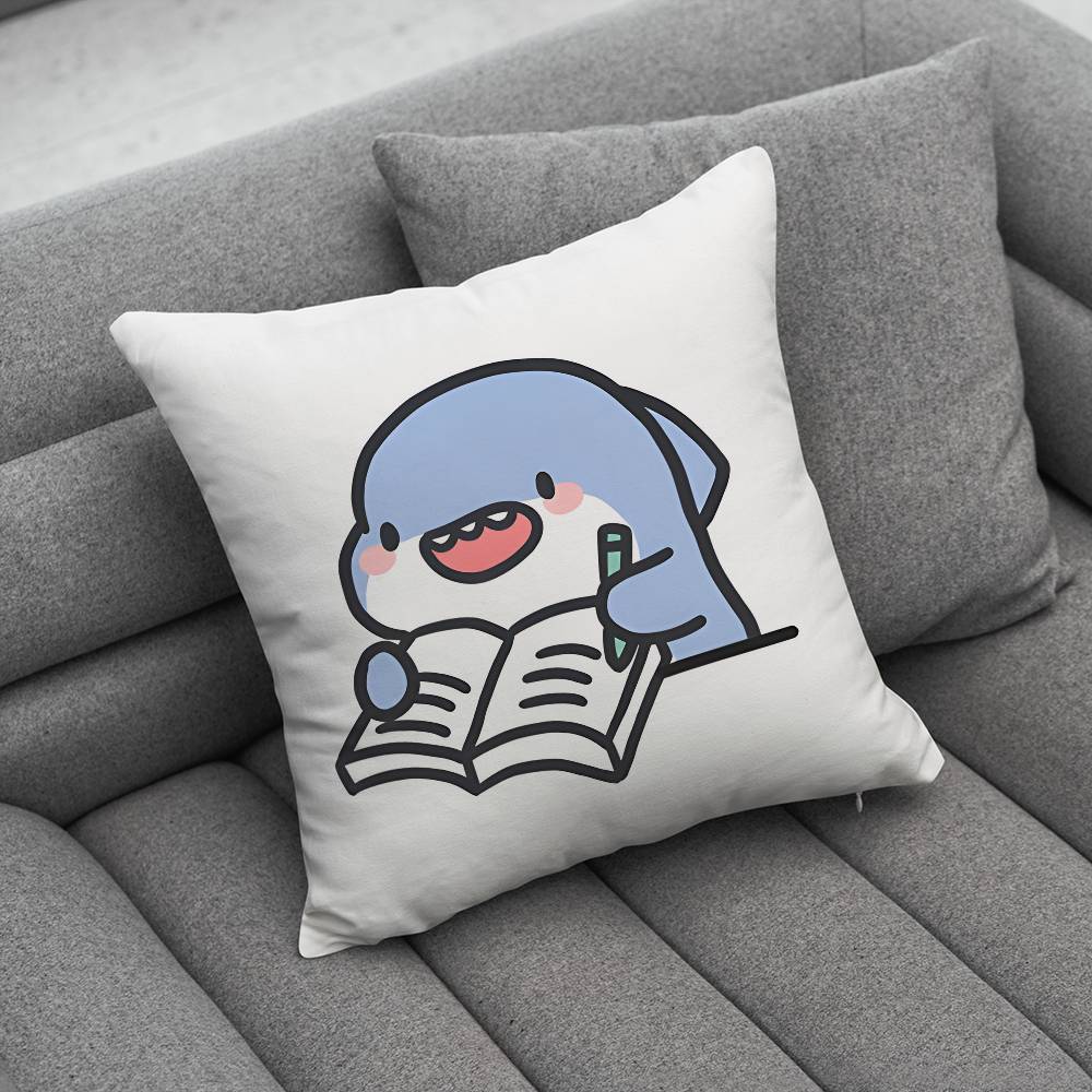 Cute Small Shark Animal Pillow Case For Home Bedroom Car Office Decoration Living Room Sofa Cushion Cover Suitable