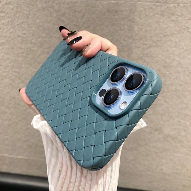 Breathable Weave Pattern Soft Thin Case For iPhone 14 13 12 Mini 11 Pro Max X XR XS Max 7 8 Plus SE 2 3 BV Grid Solid Back Cover