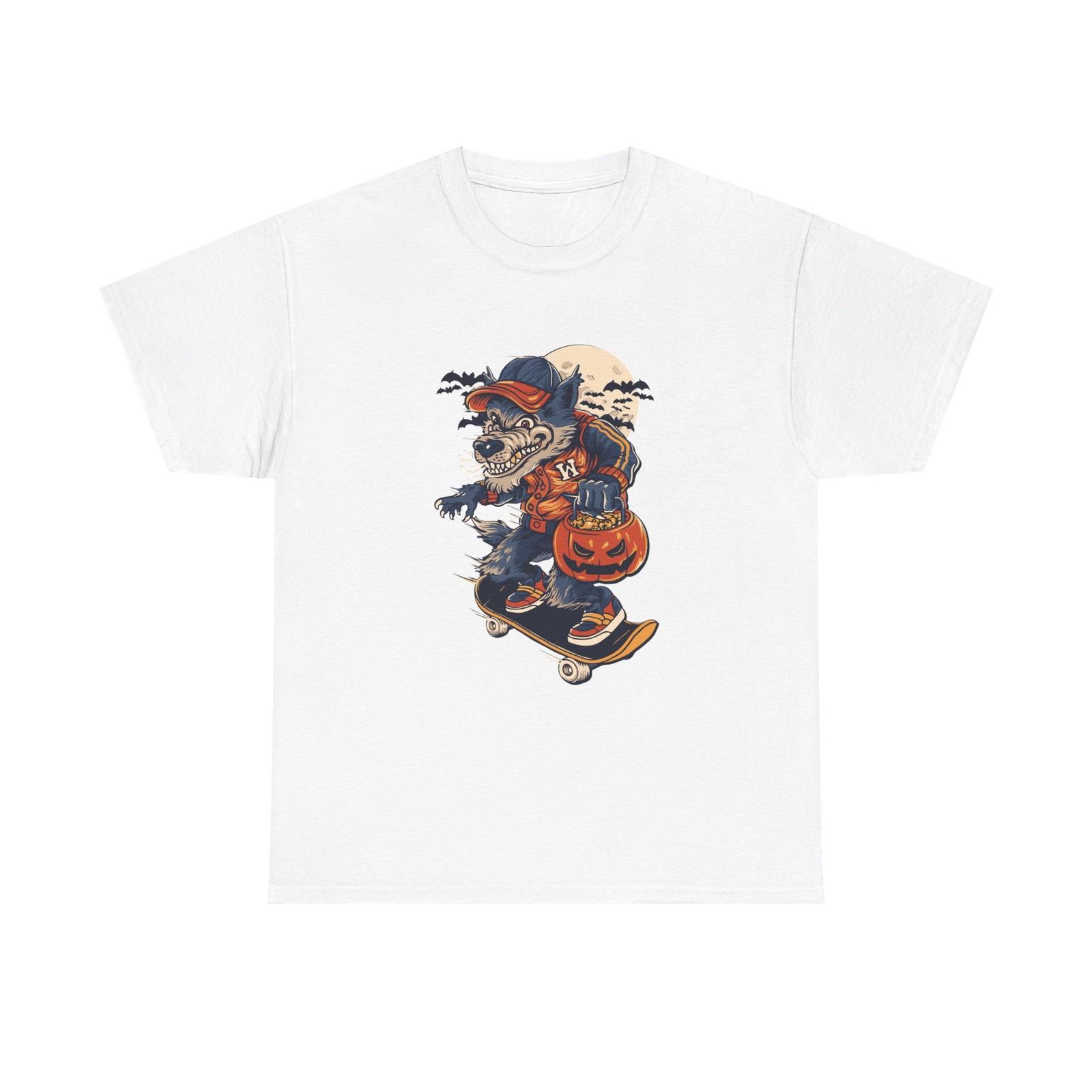 Halloween Skateboarder Unisex Heavy Cotton Tee S разноцветный