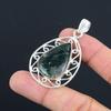 Mothers day Deal Solar Moss Agate Stone Trendy Pendant Jewelry Sterling Silver