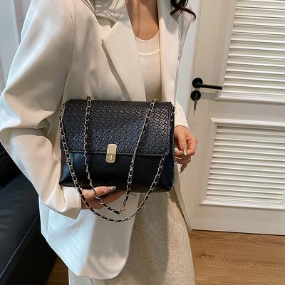 Woven Lock Small Square Bag Women'S Literary Fashion Texture Fashionable Temperament Chain Trendy Shoulder Bag