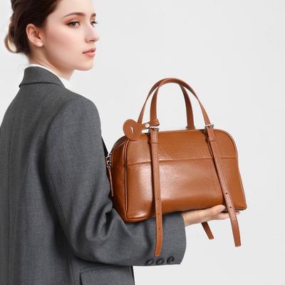 Boston Bag Niche Design Simple Commuter Genuine Leather Large-capacity Single-shoulder Crossbody Women's Bag
