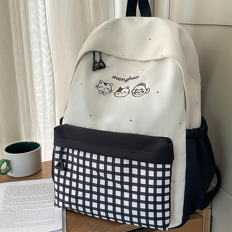 Student Bag Female Junior High School Student Campus Contrast Backpack Lightweight Commuter Backpack