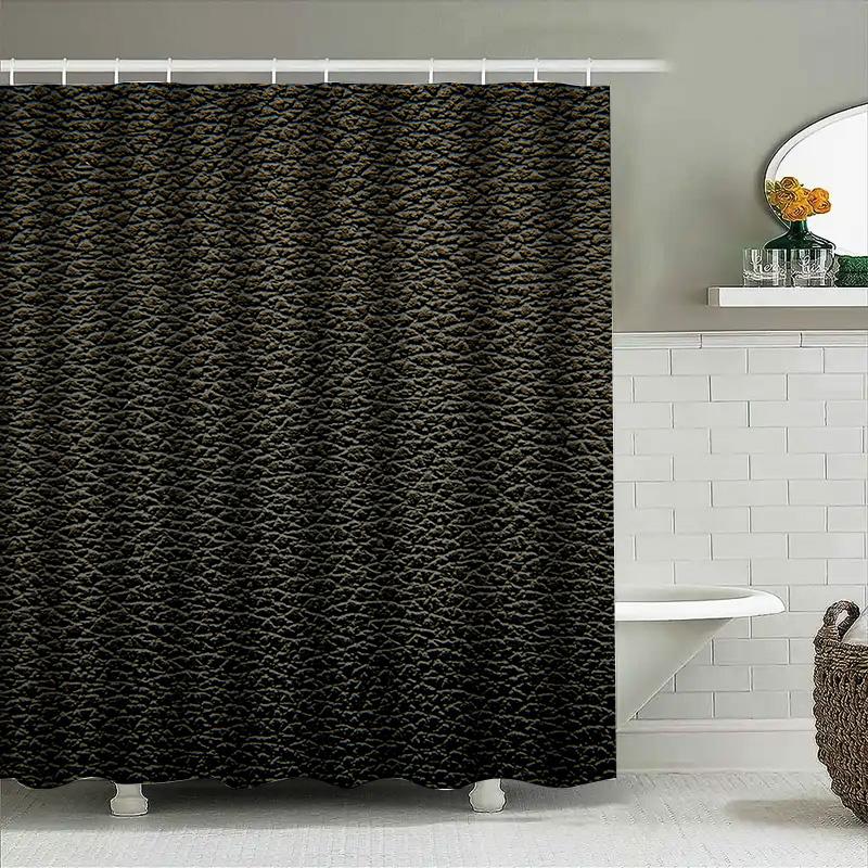 Black Shower Curtain Waterproof with 3D Effect Texture Bathroom Decorative Shower Panels for Home Use