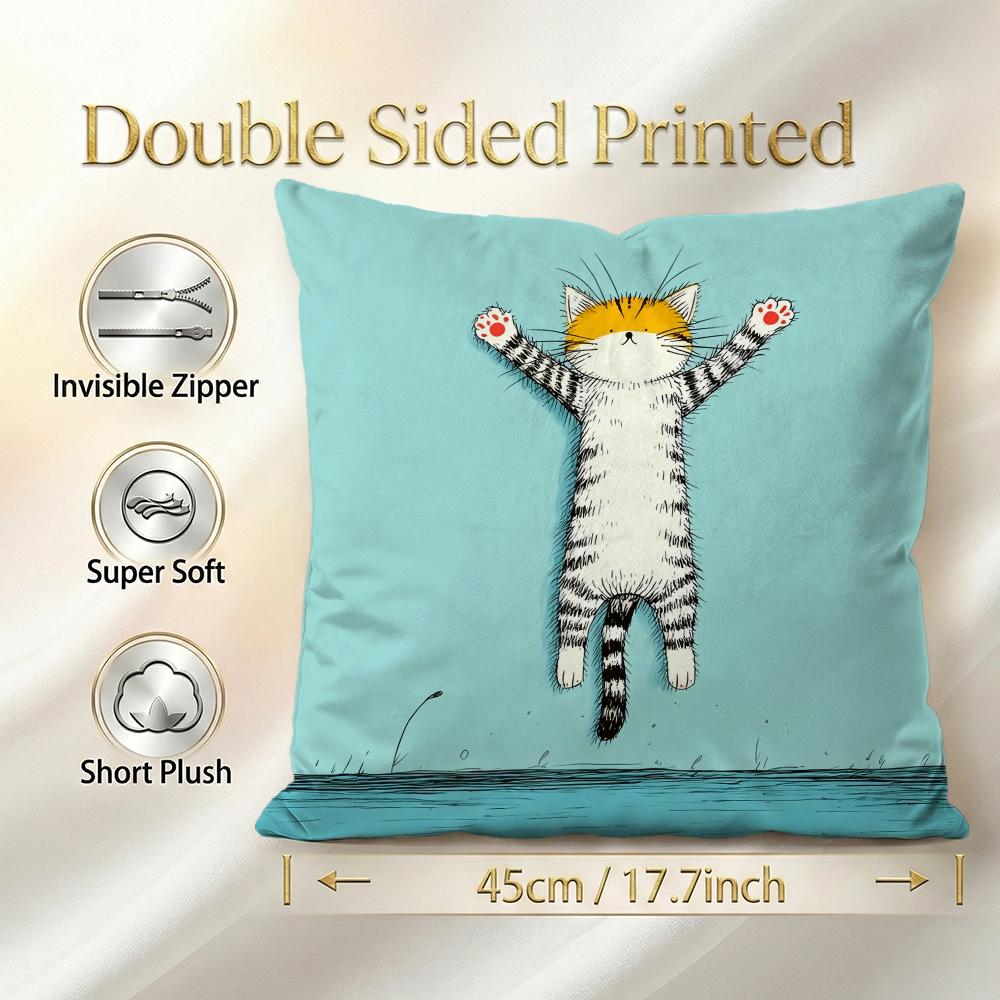 Character Naughty Cat Cushion Cover 1Pcs Decorative Covers Soft Cushion Case For Sofa Couch Decor 40X40 45X45 Pillowcases