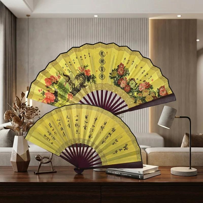 Folding Fan Chinese Style Summer 10inch Ancient Style Fan Men's Silk Cloth 2026 New Model Summer Bamboo Fan Hanfu Portable Fan