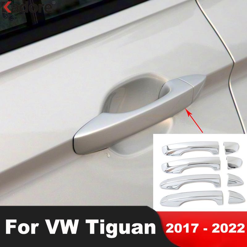 Door Handle Cover Trim For Volkswagen VW Tiguan 2017-    Chrome Car Door Handle Catch Covers Overlay Accessories