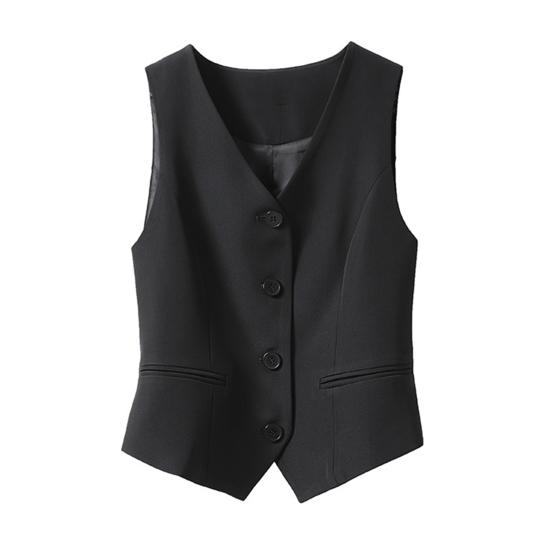 Gilet formel pour femmes, col en V, simple boutonnage, Cardigan sans manches, couleur unie, ample, tenue de bureau, manteau pour dame