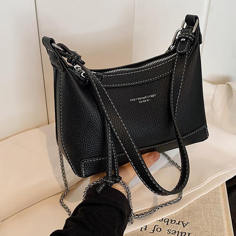 Texture Red Shoulder Bags For Women  New Trendy Versatile Crossbody Bag Autumn PU Leather Letter Casual Female Purses