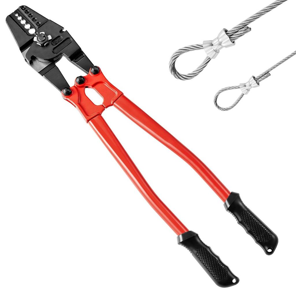 24 Inch Hand Swager Crimper 5 Cavity 1/16 to 3/16inch Swaging Tool for Copper Aluminum Oval Sleeves and Stop Sleeves Wire Rope Crimping Tool Propress
