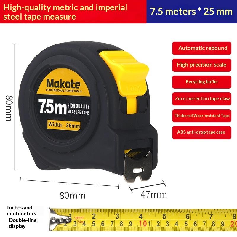 Precise Clear Steel Tape Measure Retractable 3M/5M/7.5M/10M Thickened Rubberized Woodworking Wear-Resistant Tool Tape Ruler