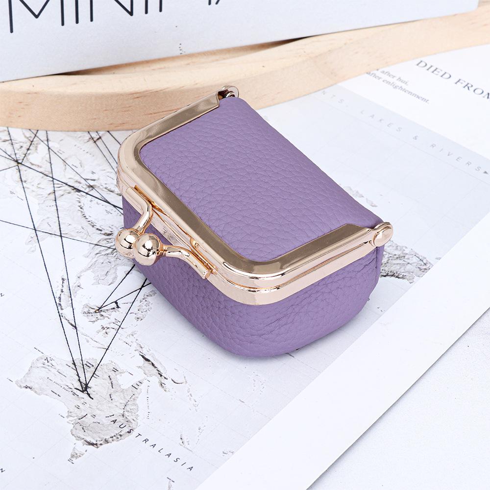 Mini Genuine Leather Kiss-Lock Jewelry Bag - Cowhide Earring, Necklace, and Ring Accessory Box for Women