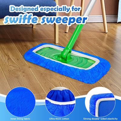 4/6 Pezzi Panni di Ricambio Mop Piatto in Microfibra Copertura Panno Lavabile per Pulizia a Umido e a Secco per Mop Scopa Swiffer