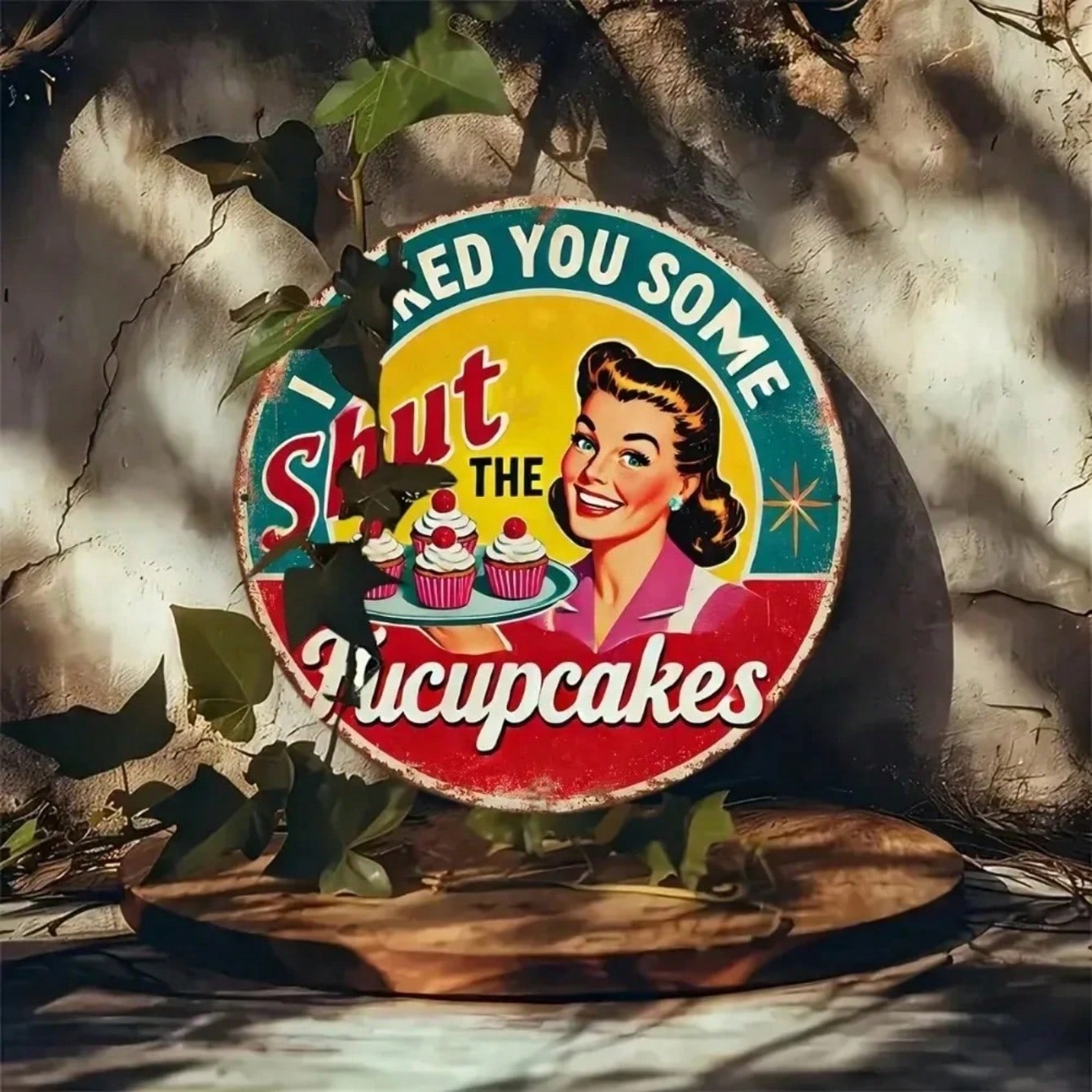 Vintage Cafe Bar Wall Art Whimsical Cupcakes Metal Sign