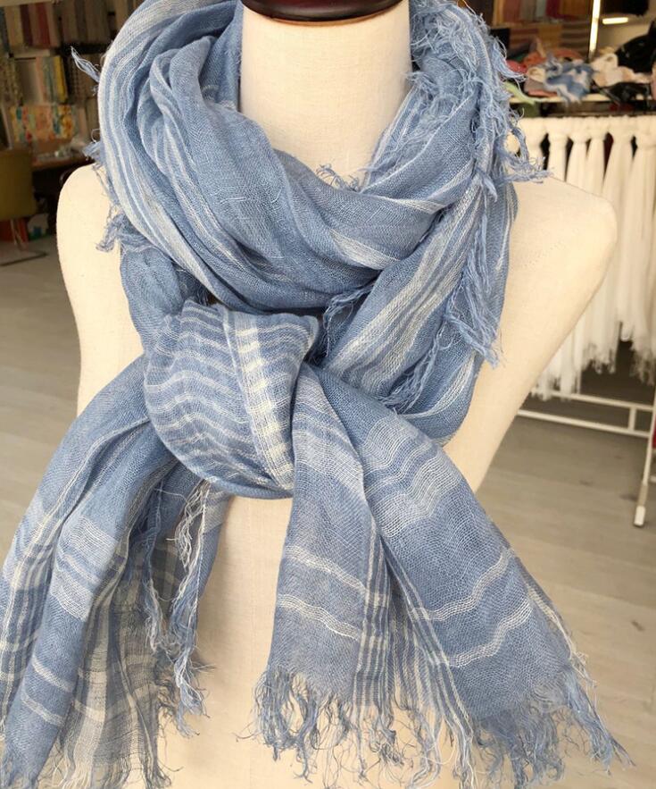 High Quality 100% Linen Scarf Fashion Brand Plaid Scarf Spring Autumn Warm Soft Shawls Cotton Tassel Scarves