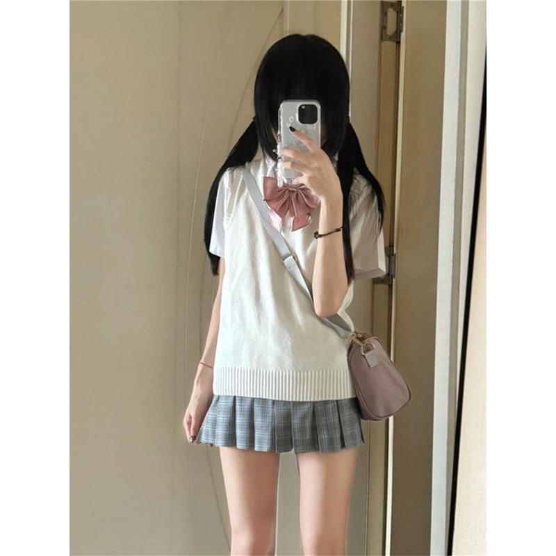 Women’s Grey Knit Vest - Japanese Academy Style School Uniform Top