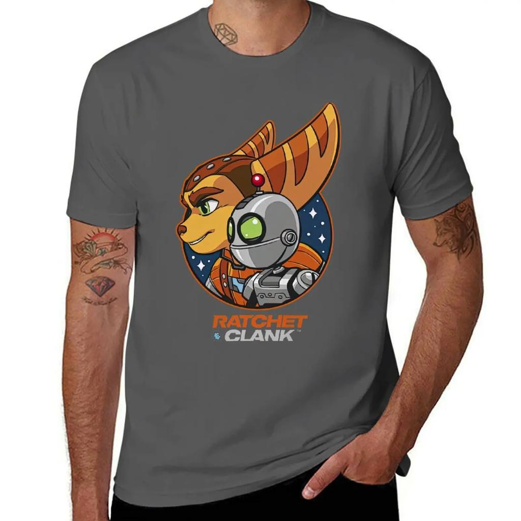 Koszulka z bohaterem Ratchet and Clank Rift Apart, figurki anime, ubrania hippie, ubrania plus size, koszulki męskie