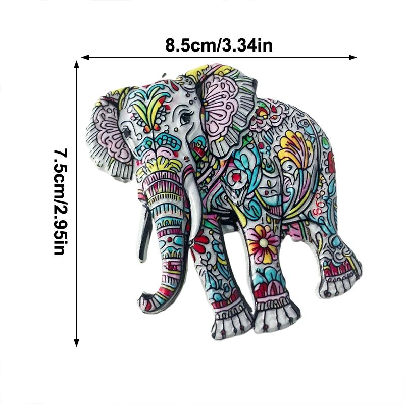 Cute Elephant Bohemian Pattern Resin Relief Magnet Traditional Design Stereo Relief For Refrigerator Travel Souvenir Magnetic