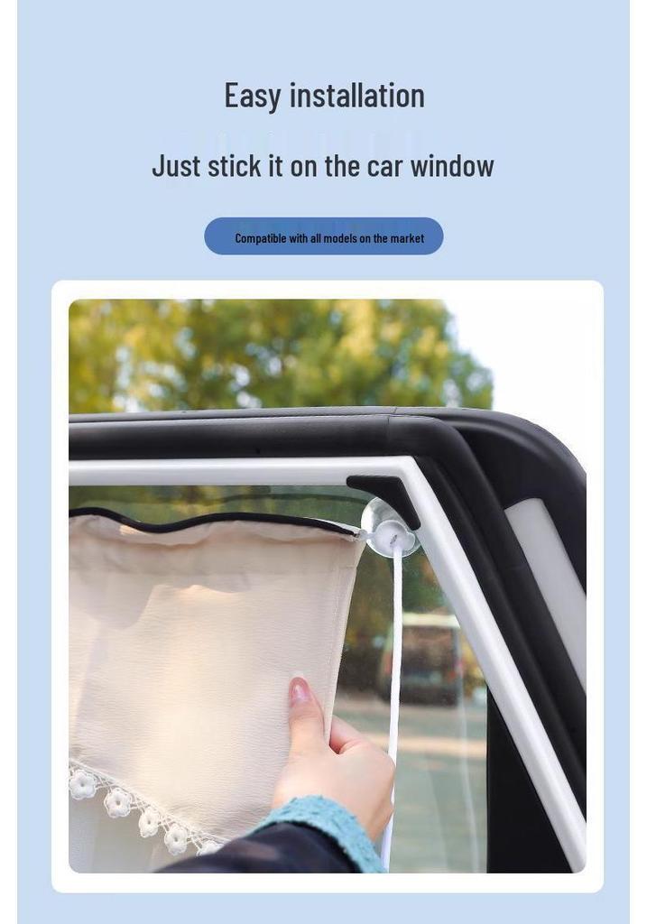 Car Sunshade Blackout Curtain with Suction Cups for Heat Insulation and Baby Privacy