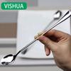 Round Dinner Dessert Long Coffee Stainless Steel Teaspoon with Handle Spoons