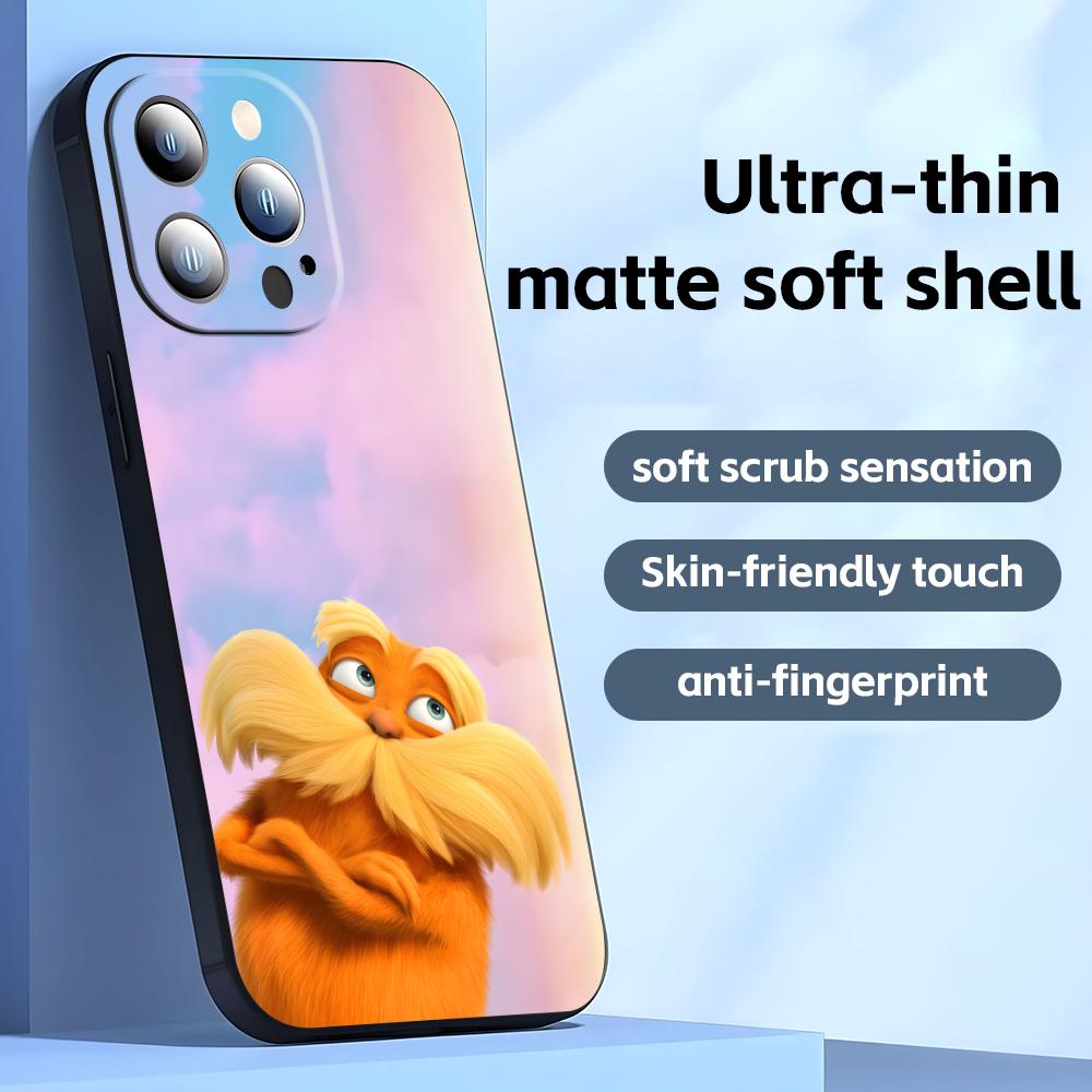 Cartoon T-The L-Lorax Phone Case For iPhone17 16 16e 15 14 13 12 11 Plus Mini Pro Max Soft black Shockproof Cover