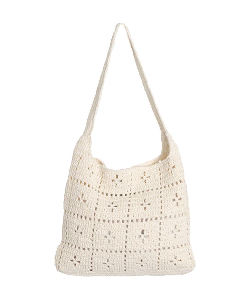 Slowslowly Lily Punching Handmade Crochet Shoulder Bag _ Cream