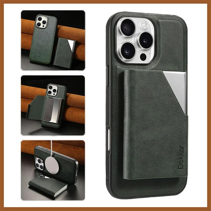

2 в 1 Магнитный кожаный чехол-кошелек Magsafe для IPhone 16 15 14 13 12 Pro Max Plus 16e Mag Safe Карманный держатель для карт Чехол для телефона iPhone 15 Pro Max