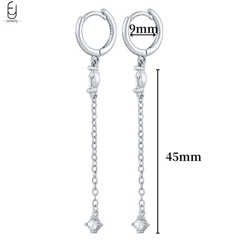 925 Silver Ear Buckles Fashion Hoop Earrings White Crystal Luxury Women's Earrings Wedding Women's Jewelry Premium Gift