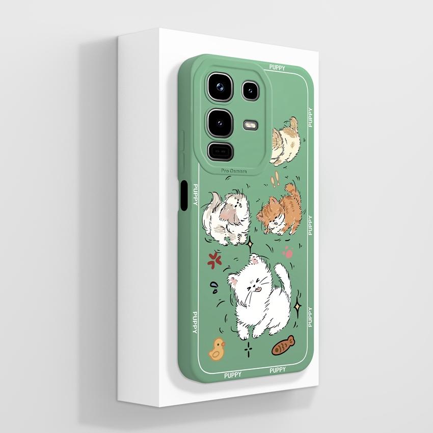 For Infinix Note 50x 50s 50 Pro Plus GT 10 30 Pro 5G Phone Cases Cute Cat Patterns Screen Protector Liquid Silicone Anti Slip Shell For Infinix Casing