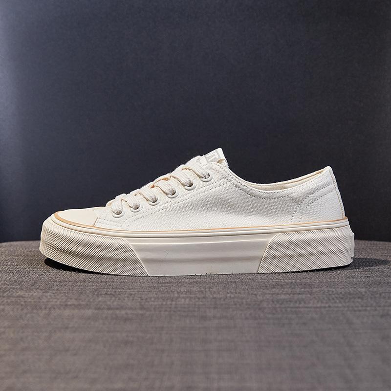Leather canvas shoes women's spring and summer 2025 new thick-soled mango head board shoes versatile sports and leisure little white shoes