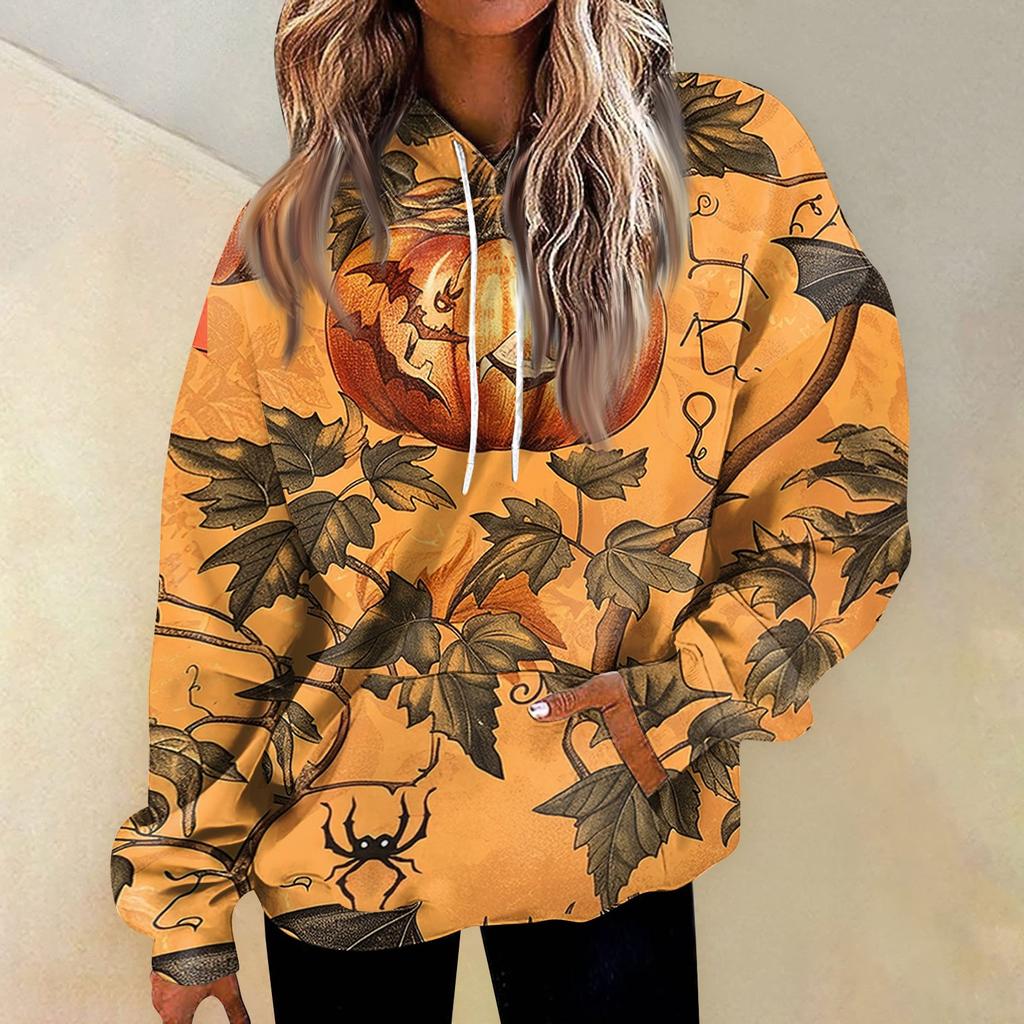 Women's Casual Fashion Print Long Sleeve Pullover Hoodies Sweatshirts