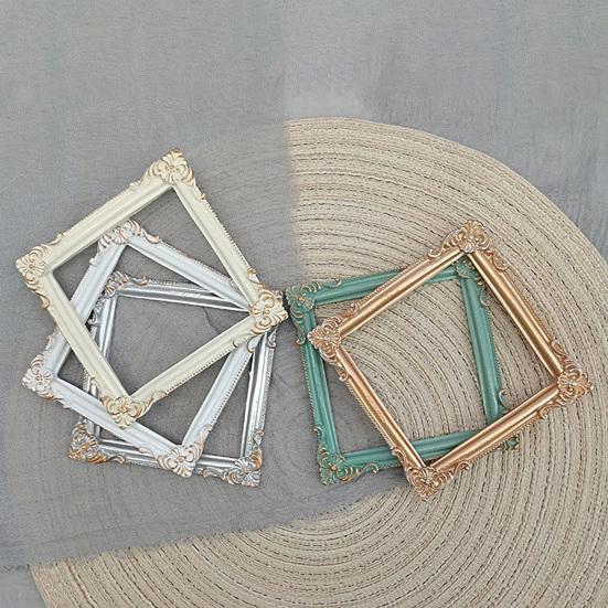 Photo Frame Nordic Style Embossment Handmade Photo Backdrop Resin INS Retro Mini Picture Display Stand Photography Prop