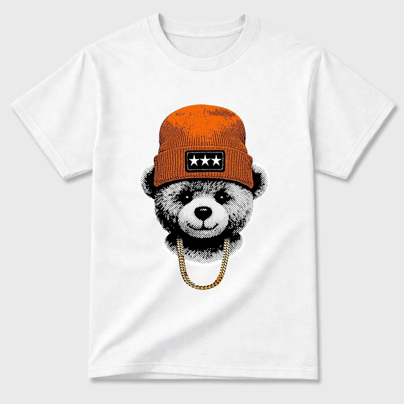 Gangster Teddy graphic tee. Streetwear Brand Graphic T-Shirt. 3s Orange Citrus XL