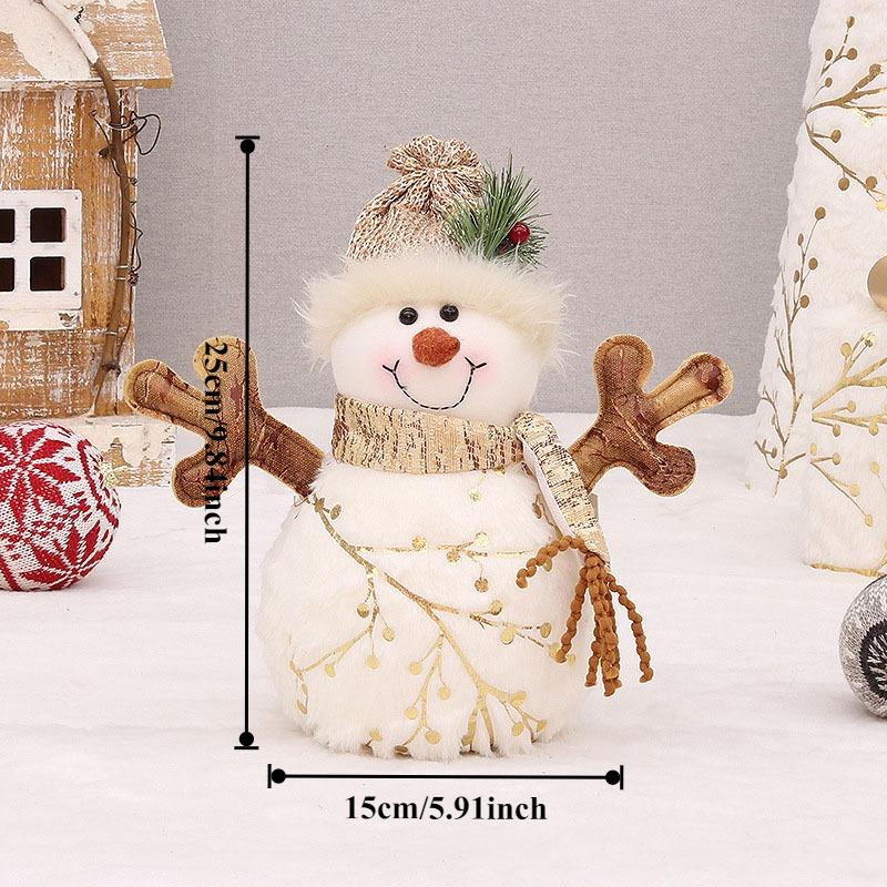 Plush Snowman Decoration Set - Snowman with Pointy/Double Hat - Christmas Decorations, Soft and Festive Table Decorations