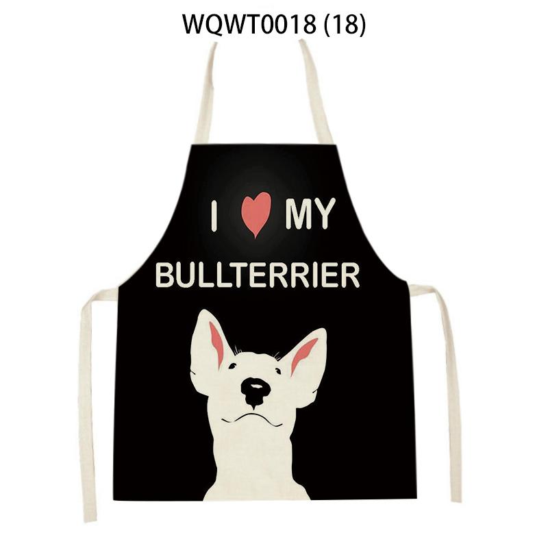 Lovely Animal Dog Printed Linen Sleeveless Kitchen Aprons Women Men Home Cooking Baking Waist Bib Dachshund Cleaning Aprons