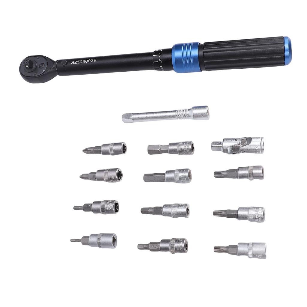 14Pcs Torsion Wrench Set 1 4in Industrial Preset Accurate 72 Teeth Rachet Adjustable for Automotive Bike Repair