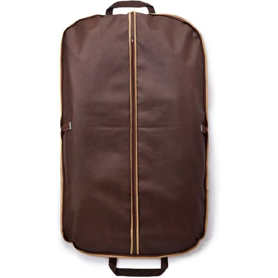 Brown Leather Suit Cover Zipper Closure Garment Protector Travel Coat Case Storage Pouch
